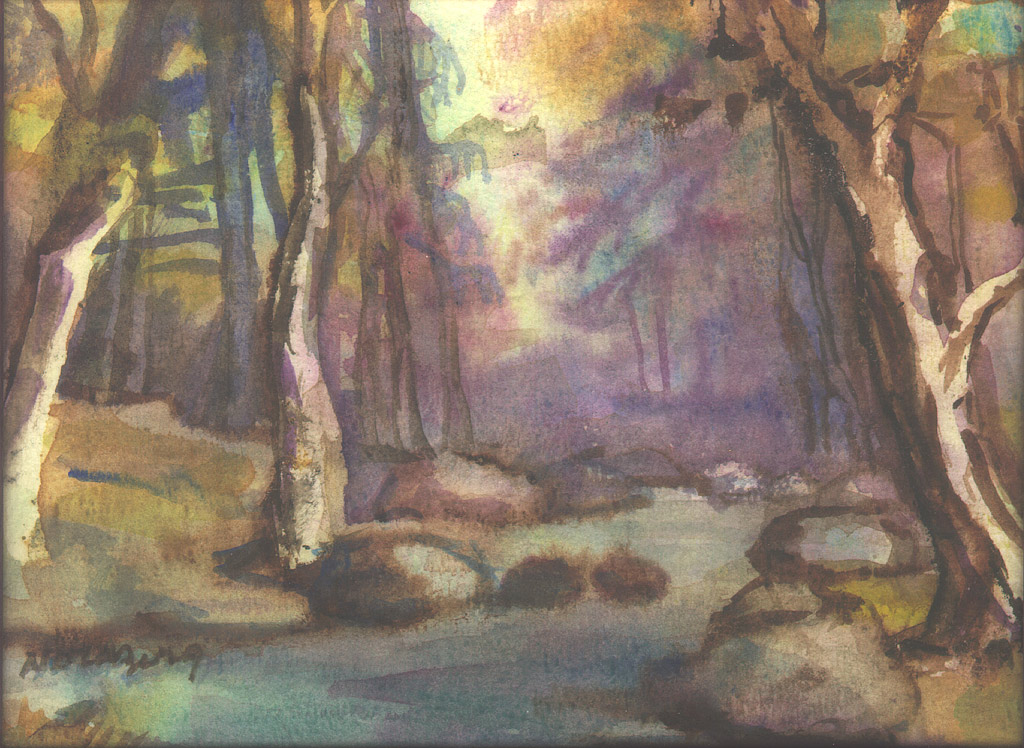 Opera Nora Berg - Ruscello nel bosco